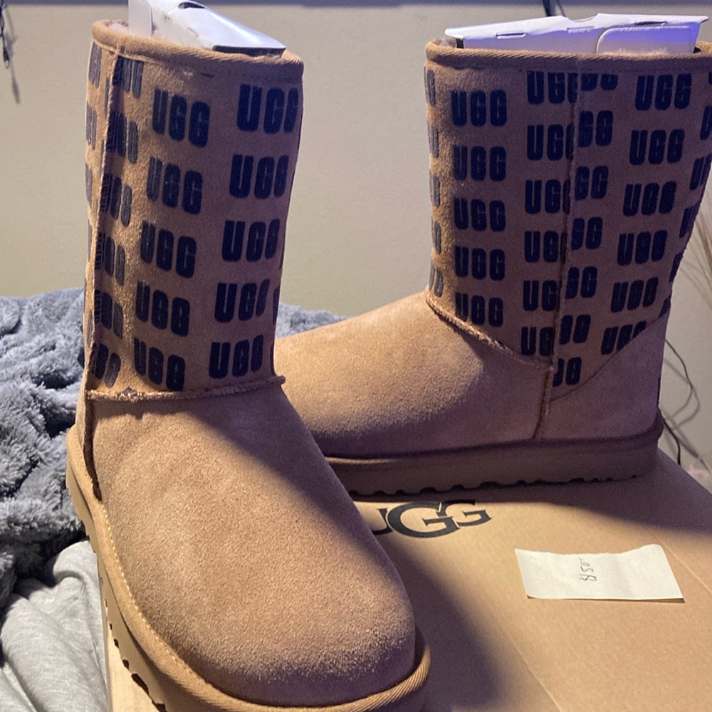 UGG Classic Tan Boots with Black Logo